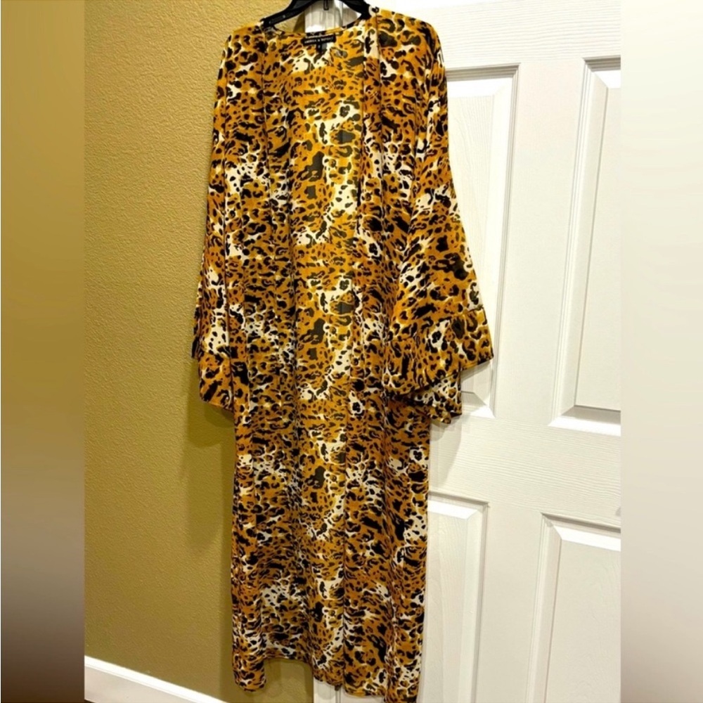 America & beyond woman Leopard print tunic kimono maxi dress cardigan size M - Picture 4 of 7